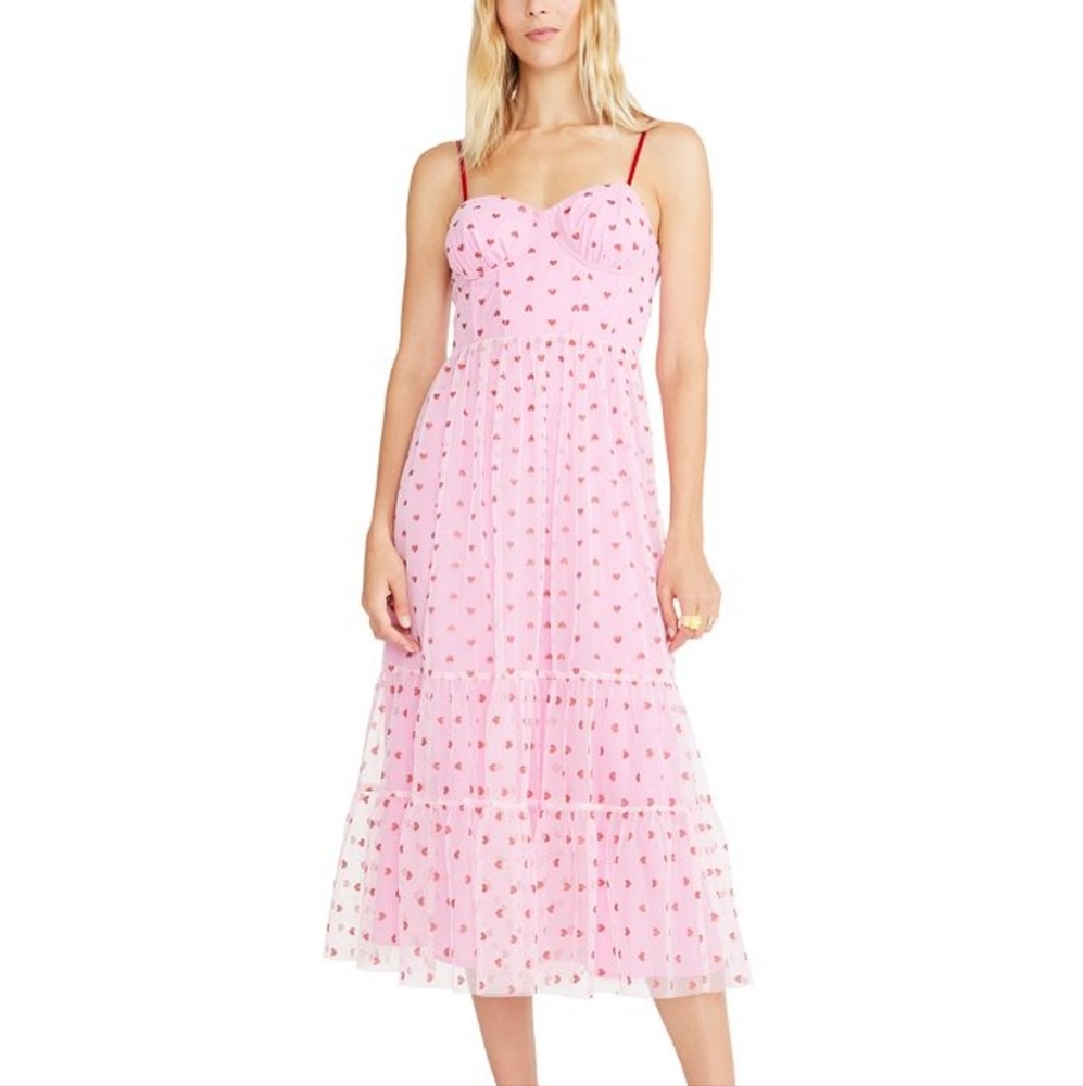 Betsey Johnson Valentines heart dress pink red NWT metallic  size 4